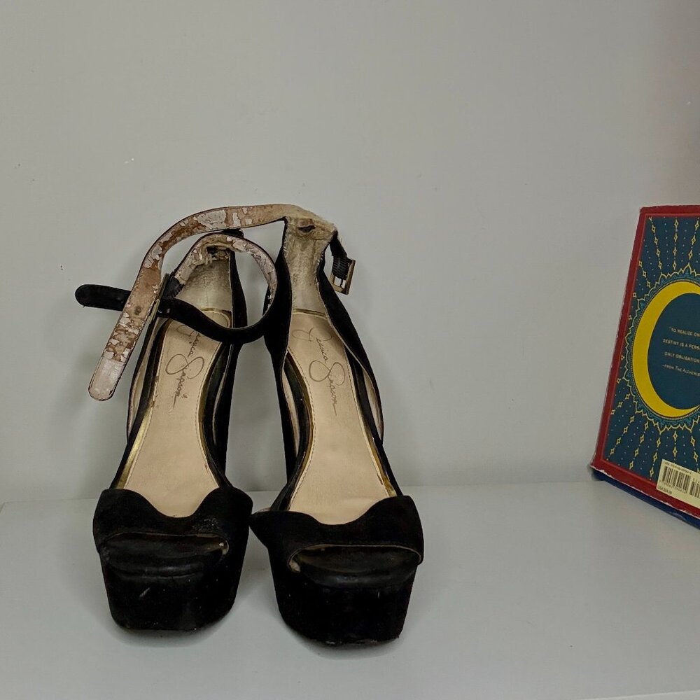 Jessica Simpson Black Suede Platform Heels